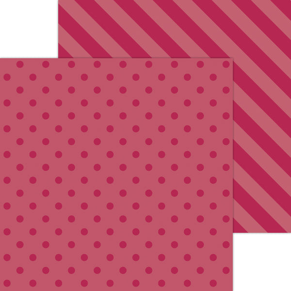 Doodlebug Petite Prints: 6110 Dot-Stripe Ruby (Single Sheet)
