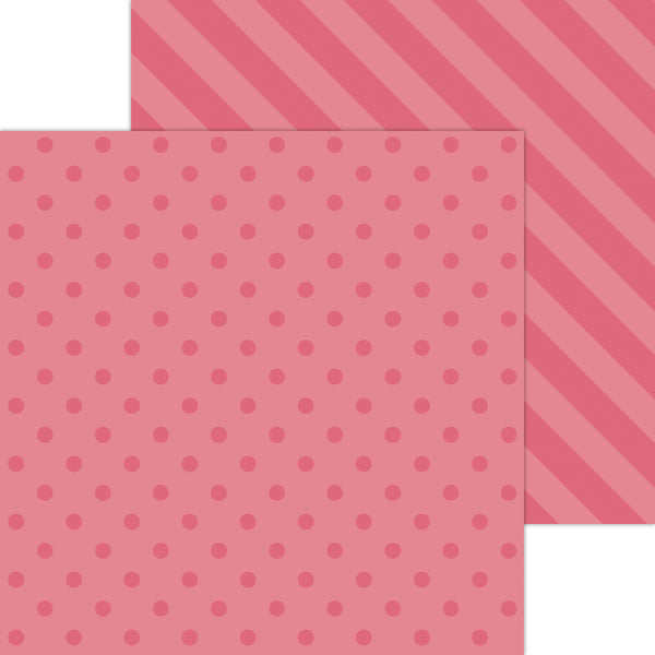 Doodlebug Petite Prints: 6112 Dot-Stripe Cherry (25-Sheet Pack)