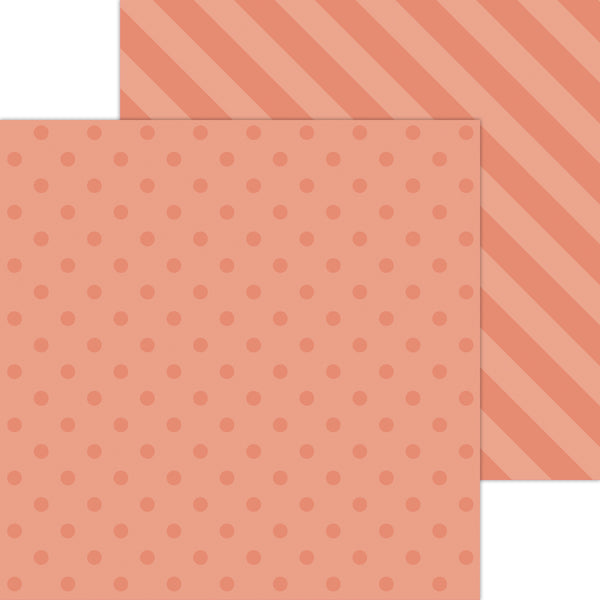 Doodlebug Petite Prints: 6113 Dot-Stripe Coral (Single Sheet)