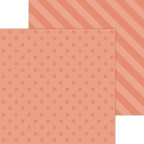 Doodlebug Petite Prints: 6113 Dot-Stripe Coral (Single Sheet)