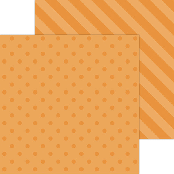 Doodlebug Petite Prints: 6114 Dot-Stripe Mandarin (Single Sheet)