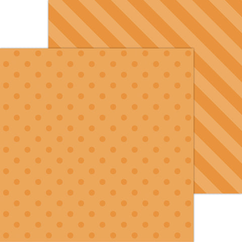 Doodlebug Petite Prints: 6114 Dot-Stripe Mandarin (Single Sheet)