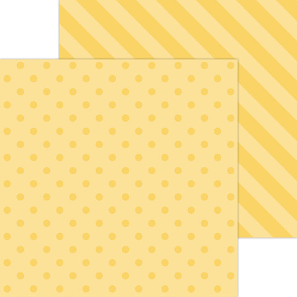 Doodlebug Petite Prints: 6116 Dot-Stripe Bumblebee (25-Sheet Pack)