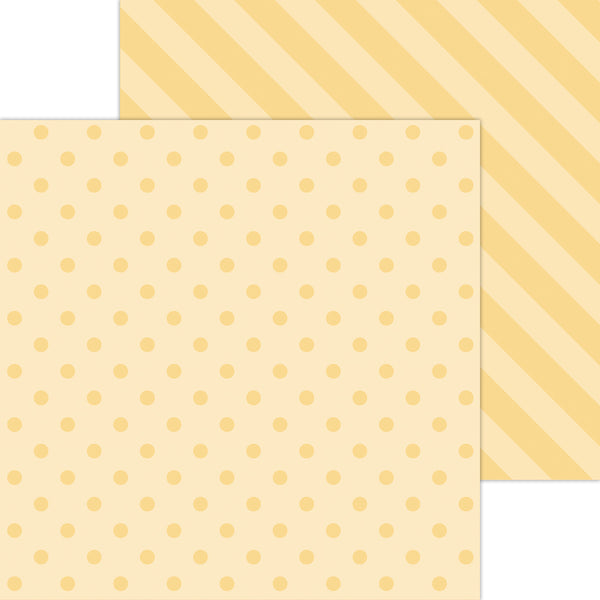 Doodlebug Petite Prints: 6117 Dot-Stripe Lemon (Single Sheet)