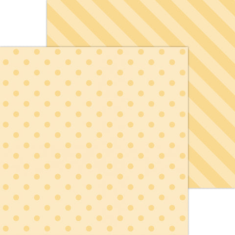 Doodlebug Petite Prints: 6117 Dot-Stripe Lemon (Single Sheet)