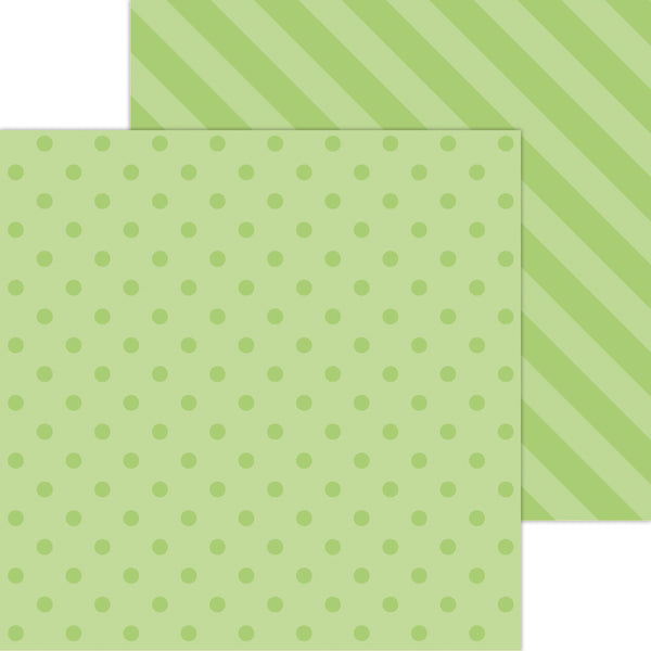 Doodlebug Petite Prints: 6119 Dot-Stripe Limeade (25-Sheet Pack)