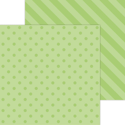 Doodlebug Petite Prints: 6119 Dot-Stripe Limeade (Single Sheet)