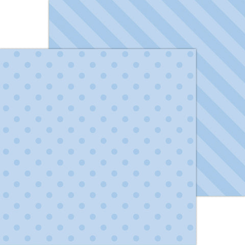 Doodlebug Petite Prints: 6123 Dot-Stripe Bubble Blue (25-Sheet Pack)