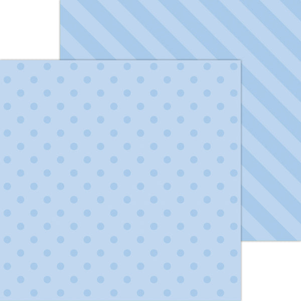 Doodlebug Petite Prints: 6123 Dot-Stripe Bubble Blue (Single Sheet)