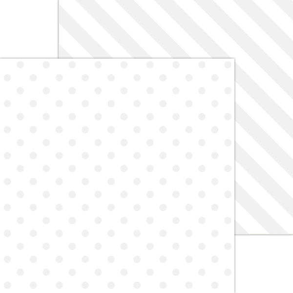 Doodlebug Petite Prints: 6129 Dot-Stripe Lily White (Single Sheet)