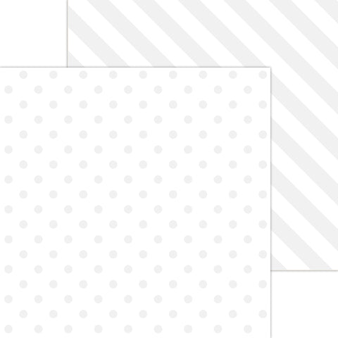 Doodlebug Petite Prints: 6129 Dot-Stripe Lily White (Single Sheet)