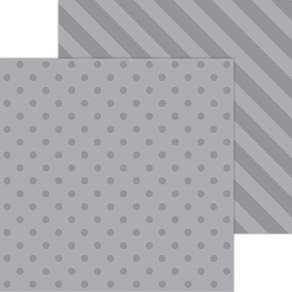 Doodlebug Petite Prints: 6130 Dot-Stripe Stone Gray (Single Sheet)