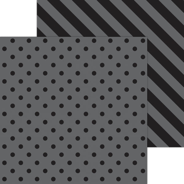 Doodlebug Petite Prints: 6131 Dot-Stripe Beetle Black (Single Sheet)