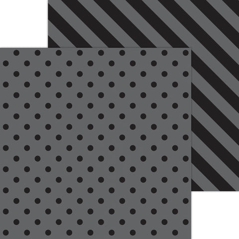 Doodlebug Petite Prints: 6131 Dot-Stripe Beetle Black (Single Sheet)