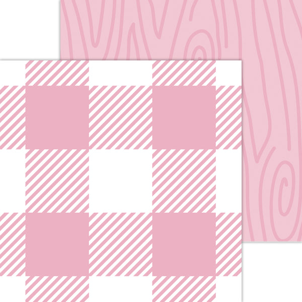 Doodlebug Petite Prints: 7061 Buffalo Check-Woodgrain Cupcake (Single Sheet)