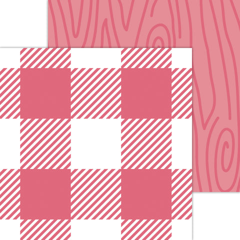 Doodlebug Petite Prints: 7065 Buffalo Check-Woodgrain Cherry (25-Sheet Pack)