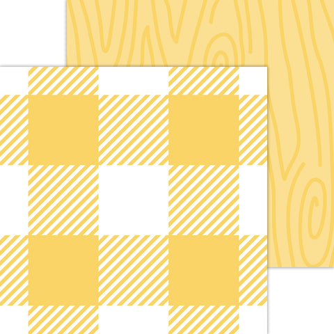 Doodlebug Petite Prints: 7069 Buffalo Check-Woodgrain Bumblebee (25-Sheet Pack)