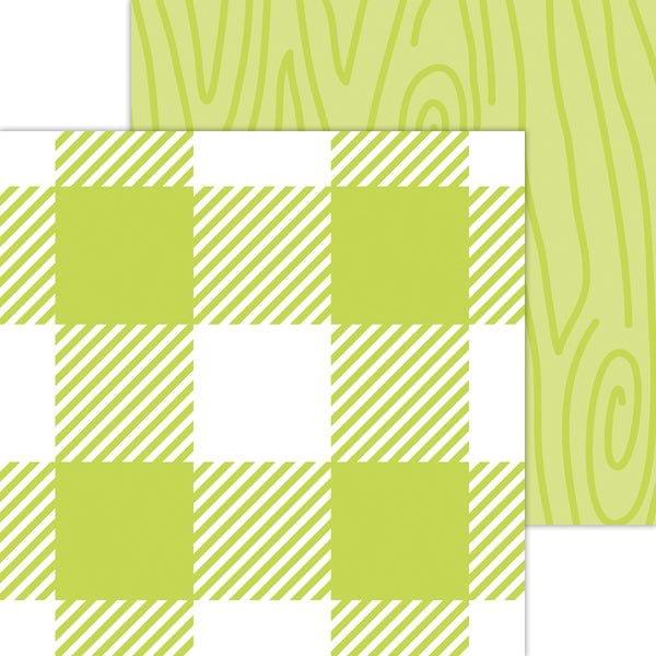 Doodlebug Petite Prints: 7071 Buffalo Check-Woodgrain Citrus (25-Sheet Pack)