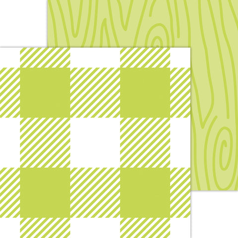 Doodlebug Petite Prints: 7071 Buffalo Check-Woodgrain Citrus (25-Sheet Pack)
