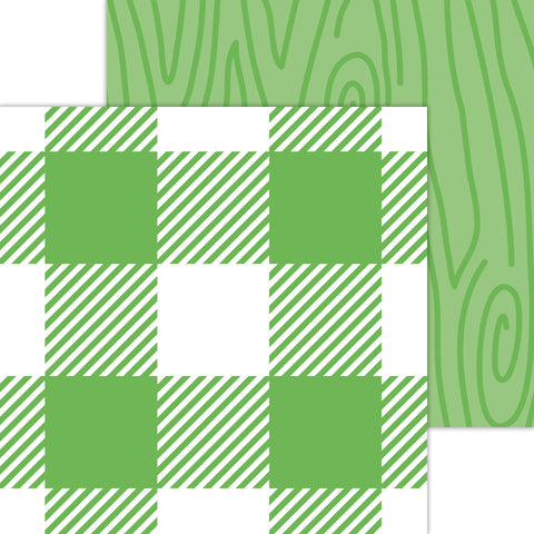 Doodlebug Petite Prints: 7073 Buffalo Check-Woodgrain Grasshopper (Single Sheet)