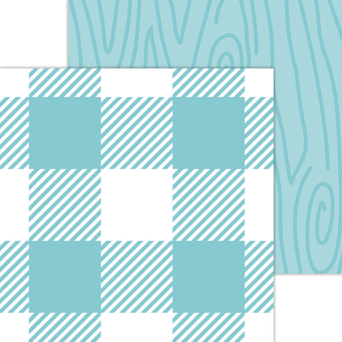 Doodlebug Petite Prints: 7075 Buffalo Check-Woodgrain Swimming Pool (25-Sheet Pack)