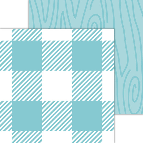 Doodlebug Petite Prints: 7075 Buffalo Check-Woodgrain Swimming Pool (Single Sheet)