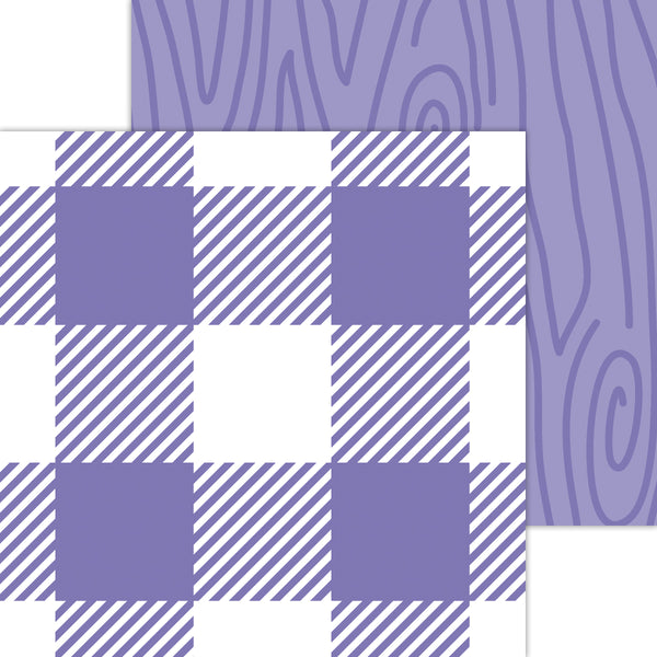 Doodlebug Petite Prints: 7079 Buffalo Check-Woodgrain Lilac (Single Sheet)