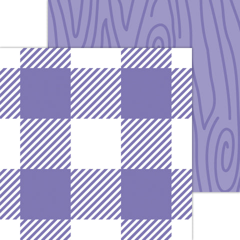 Doodlebug Petite Prints: 7079 Buffalo Check-Woodgrain Lilac (Single Sheet)