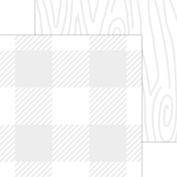 Doodlebug Petite Prints: 7082 Buffalo Check-Woodgrain Lily White (25-Sheet Pack)