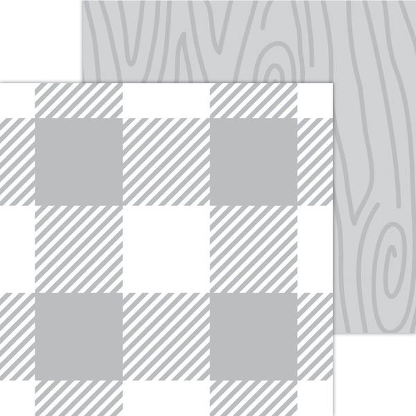 Doodlebug Petite Prints: 7083 Buffalo Check-Woodgrain Stone Gray (25-Sheet Pack)