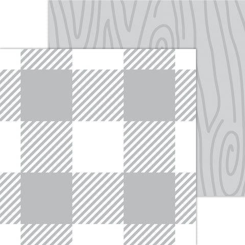 Doodlebug Petite Prints: 7083 Buffalo Check-Woodgrain Stone Gray (25-Sheet Pack)