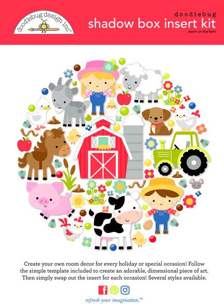Doodlebug Shadow Box Collection Kit: 7734 Down on the Farm