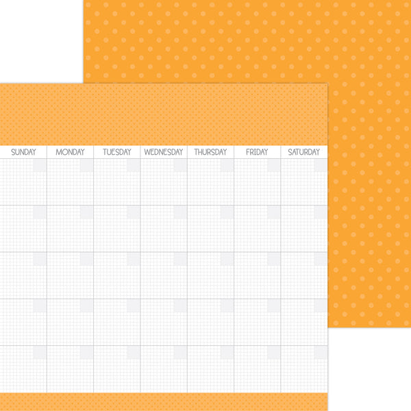Doodlebug Day to Day Calendar Paper: 8052 Tangerine (Single Sheet)