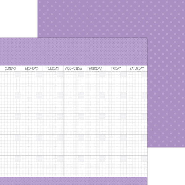 Doodlebug Day to Day Calendar Paper: 8058 Orchid (Single Sheet)