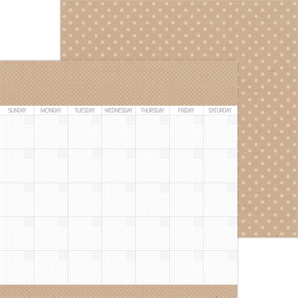 Doodlebug Day to Day Calendar Paper: 8059 Kraft (Single Sheet)