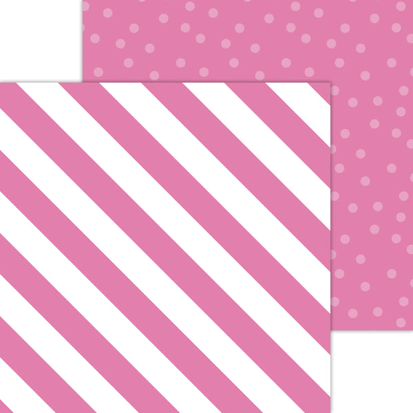 Doodlebug Petite Prints: 8069 Candy Stripe-Sprinkles Bubblegum (Single Sheet)