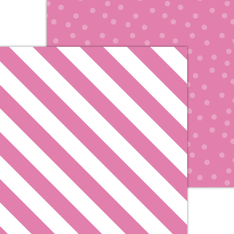 Doodlebug Petite Prints: 8069 Candy Stripe-Sprinkles Bubblegum (Single Sheet)