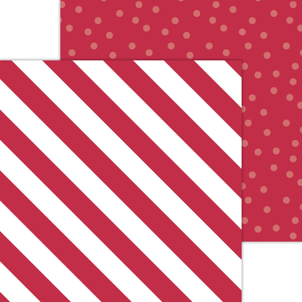 Doodlebug Petite Prints: 8070 Candy Stripe-Sprinkles Ruby (25-Sheet Pack)