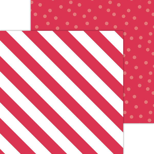 Doodlebug Petite Prints: 8071 Candy Stripe-Sprinkles Ladybug (25-Sheet Pack)
