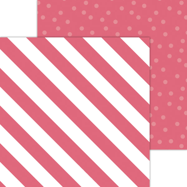 Doodlebug Petite Prints: 8072 Candy Stripe-Sprinkles Cherry (Single Sheet)