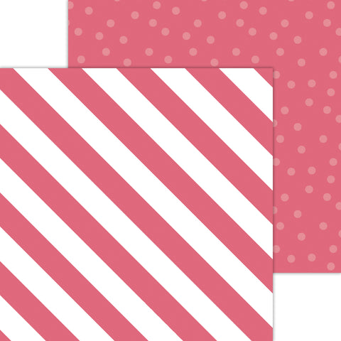 Doodlebug Petite Prints: 8072 Candy Stripe-Sprinkles Cherry (Single Sheet)