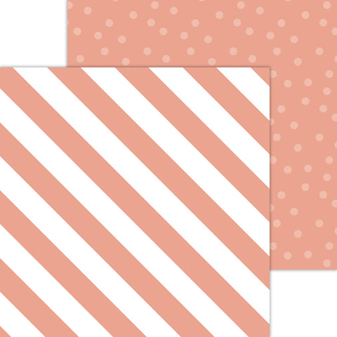 Doodlebug Petite Prints: 8073 Candy Stripe-Sprinkles Coral (25-Sheet Pack)