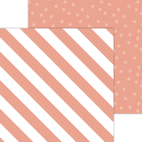 Doodlebug Petite Prints: 8073 Candy Stripe-Sprinkles Coral (Single Sheet)