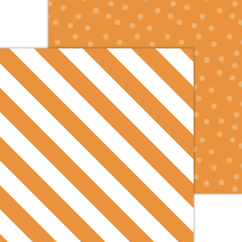 Doodlebug Petite Prints: 8074 Candy Stripe-Sprinkles Mandarin (Single Sheet)