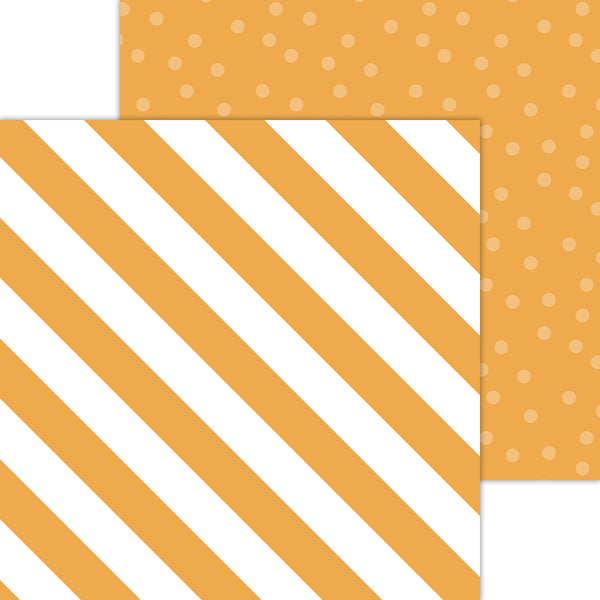 Doodlebug Petite Prints: 8075 Candy Stripe-Sprinkles Tangerine (Single Sheet)