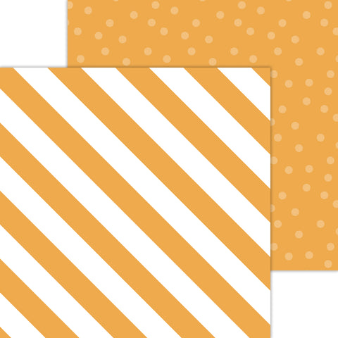 Doodlebug Petite Prints: 8075 Candy Stripe-Sprinkles Tangerine (Single Sheet)