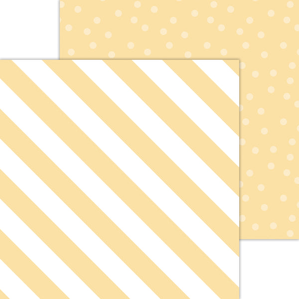 Doodlebug Petite Prints: 8077 Candy Stripe-Sprinkles Lemon (25-Sheet Pack)