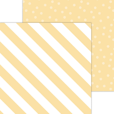 Doodlebug Petite Prints: 8077 Candy Stripe-Sprinkles Lemon (Single Sheet)