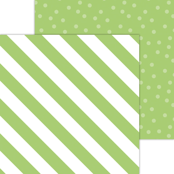 Doodlebug Petite Prints: 8079 Candy Stripe-Sprinkles Limeade (25-Sheet Pack)
