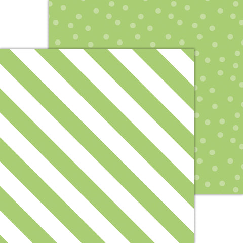 Doodlebug Petite Prints: 8079 Candy Stripe-Sprinkles Limeade (25-Sheet Pack)